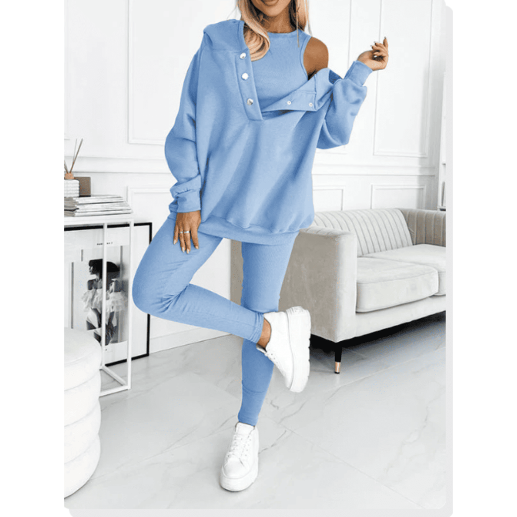 Women's Loungewear Set Tracksuit with Oversized Hoodie Tank and High Waist Leggings - Image 1