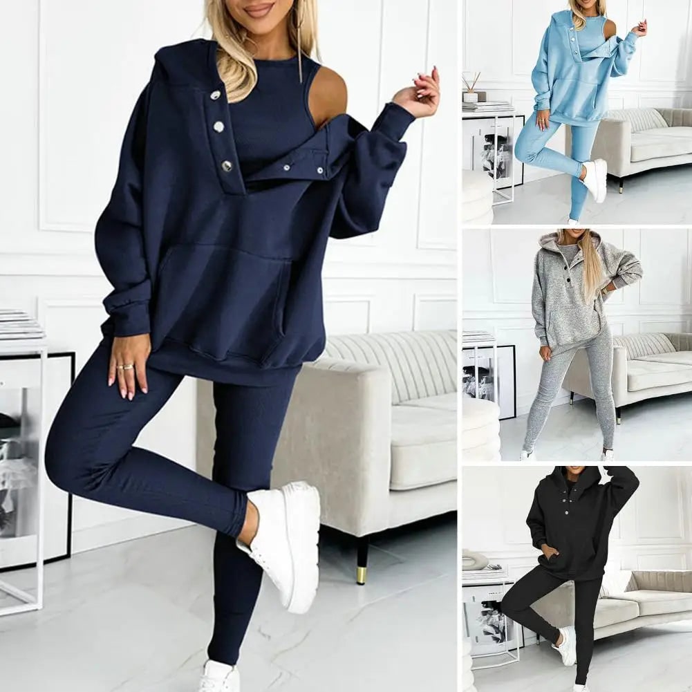 Women's Loungewear Set Tracksuit with Oversized Hoodie Tank and High Waist Leggings - Image 10