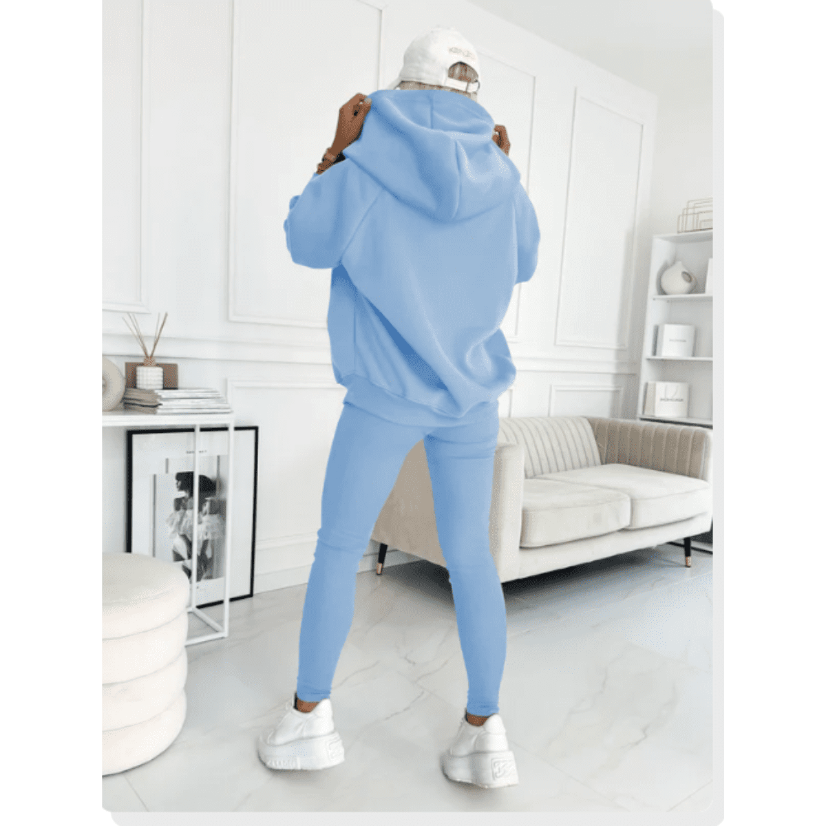 Women's Loungewear Set Tracksuit with Oversized Hoodie Tank and High Waist Leggings - Image 3