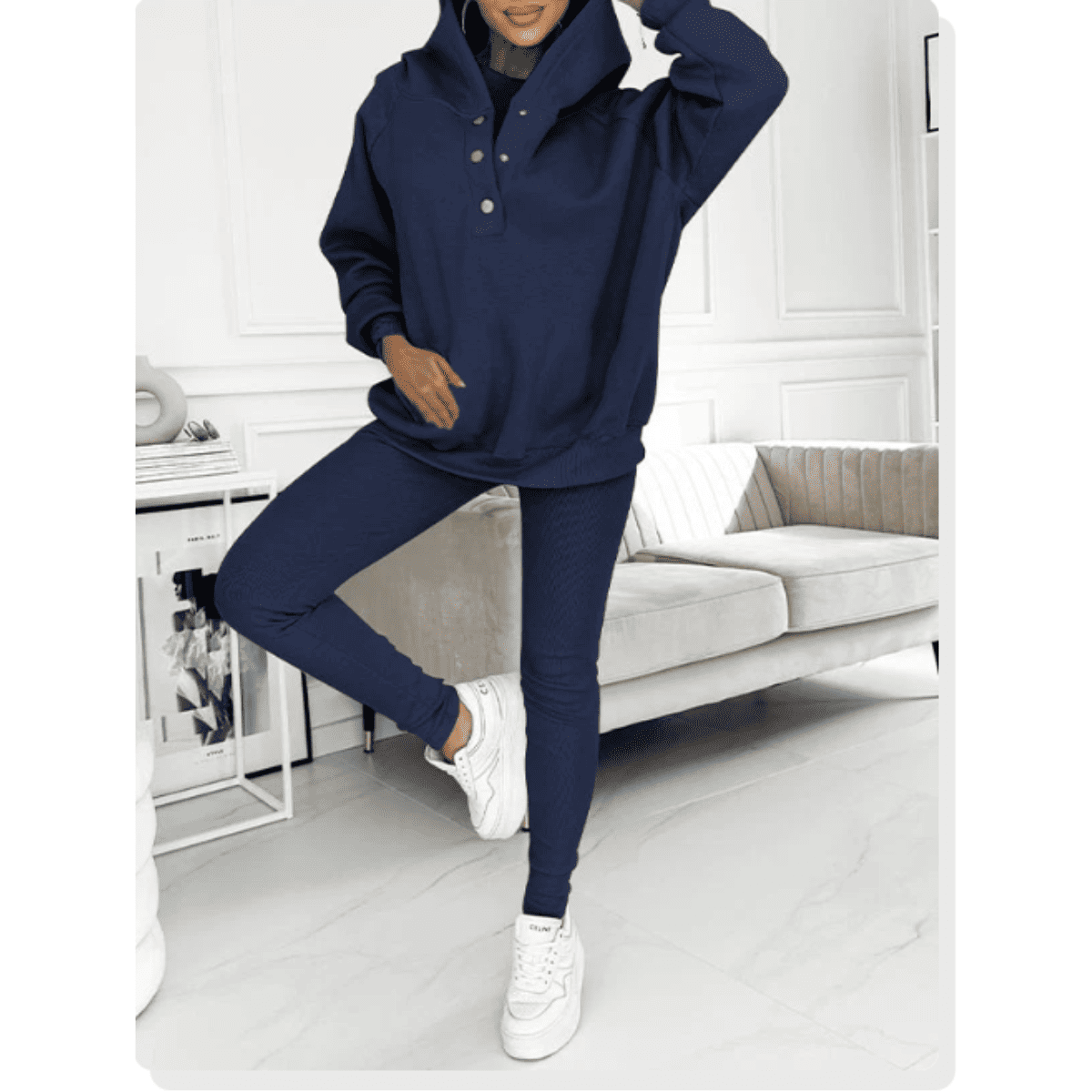 Women's Loungewear Set Tracksuit with Oversized Hoodie Tank and High Waist Leggings - Image 7