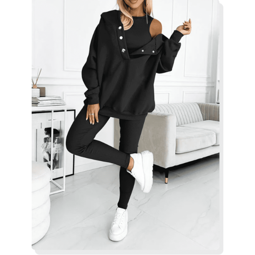 Women's Loungewear Set Tracksuit with Oversized Hoodie Tank and High Waist Leggings - Image 8