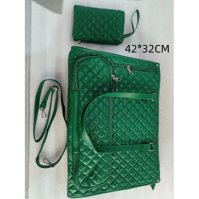 Women's Lunch Tote Bag with Insulated Compartment Quilted Leather Purse and Matching Wristlet with Zipper - Image 11