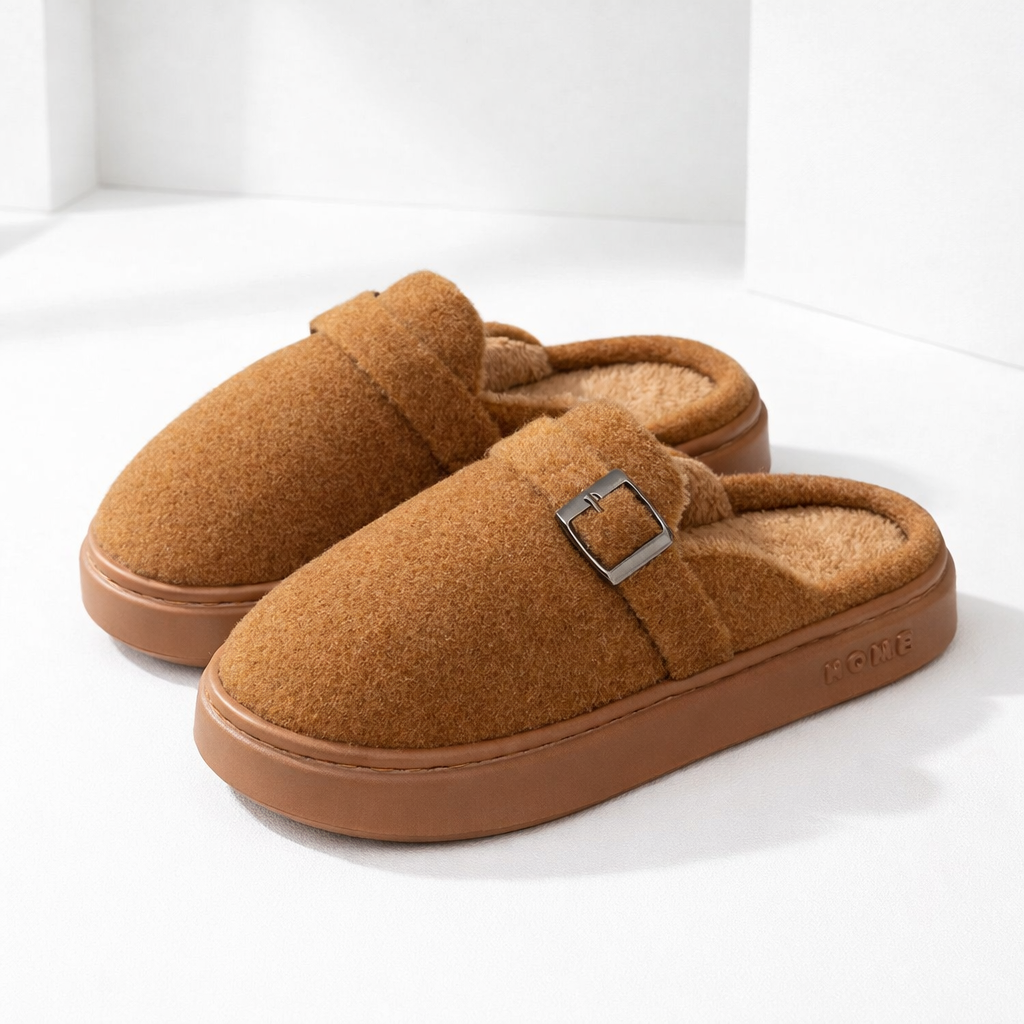 Women's Mule Slippers Arch Support and Platform Sole Fleece Lined House with Buckle Strap - Image 1