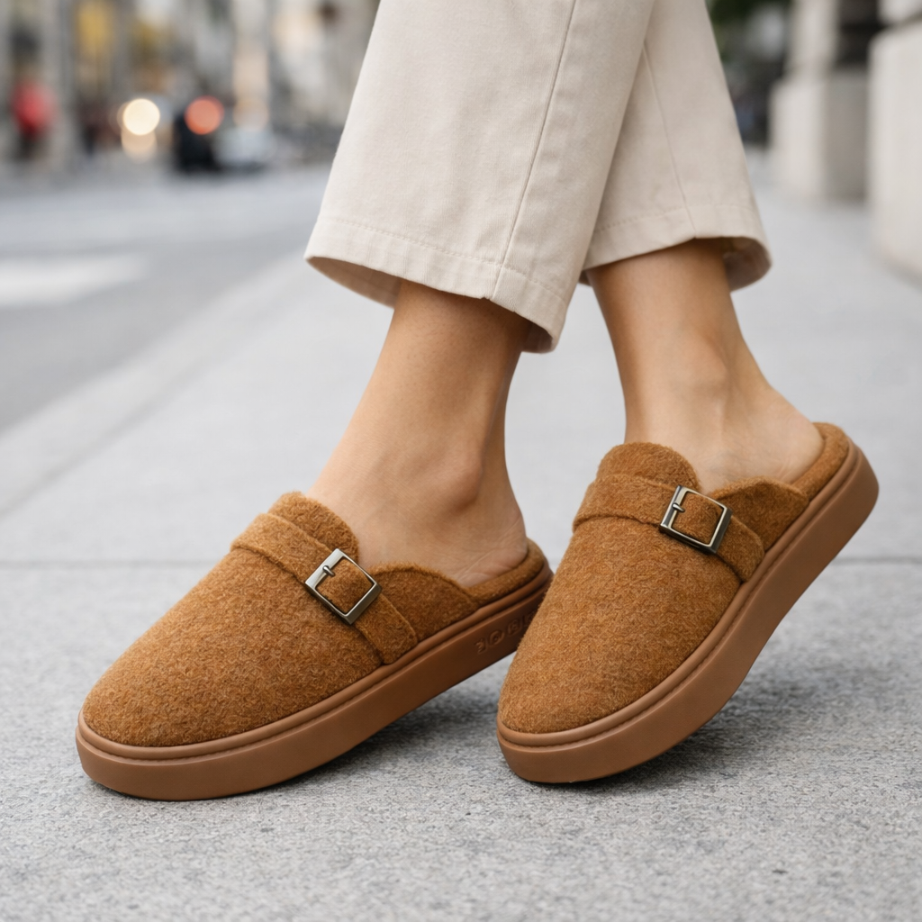 Women's Mule Slippers Arch Support and Platform Sole Fleece Lined House with Buckle Strap - Image 3