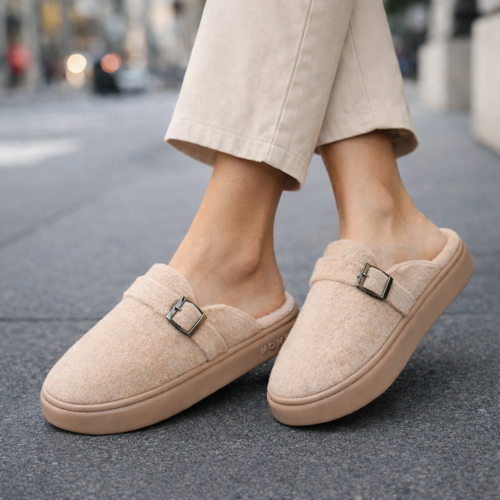 Women's Mule Slippers Arch Support and Platform Sole Fleece Lined House with Buckle Strap - Image 5