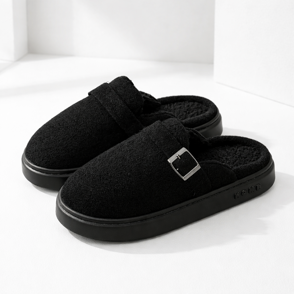 Women's Mule Slippers Arch Support and Platform Sole Fleece Lined House with Buckle Strap - Image 6