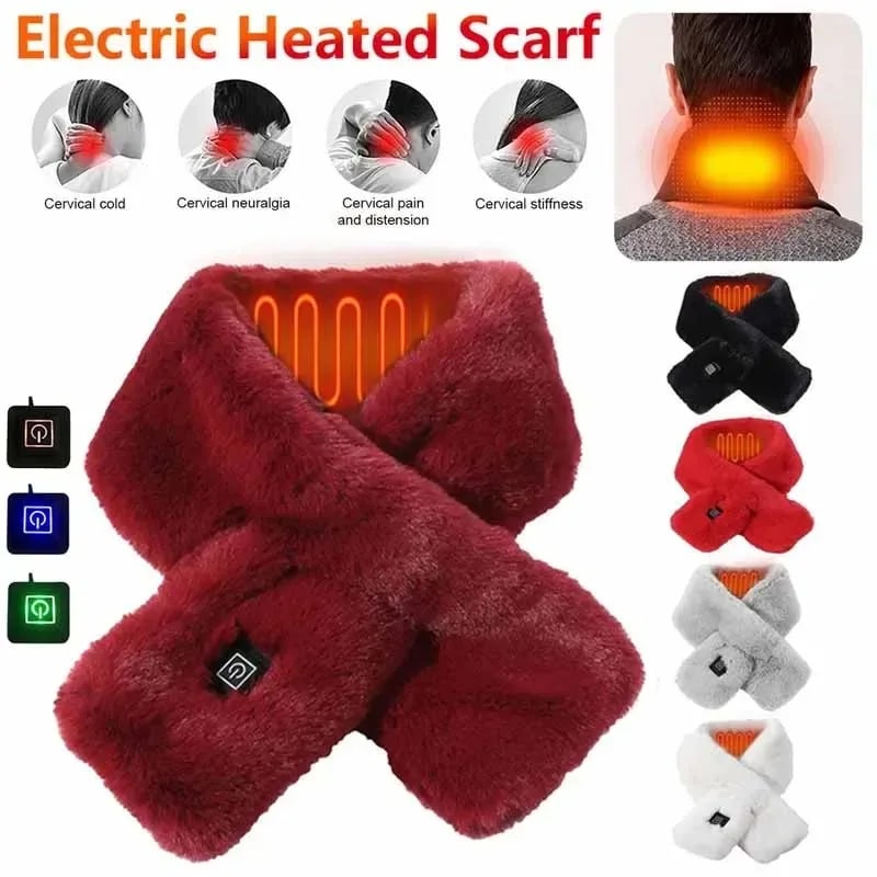 Women's Neck Heating Wrap with Faux Fur and Three Temperature Levels Heated Scarf - Image 4