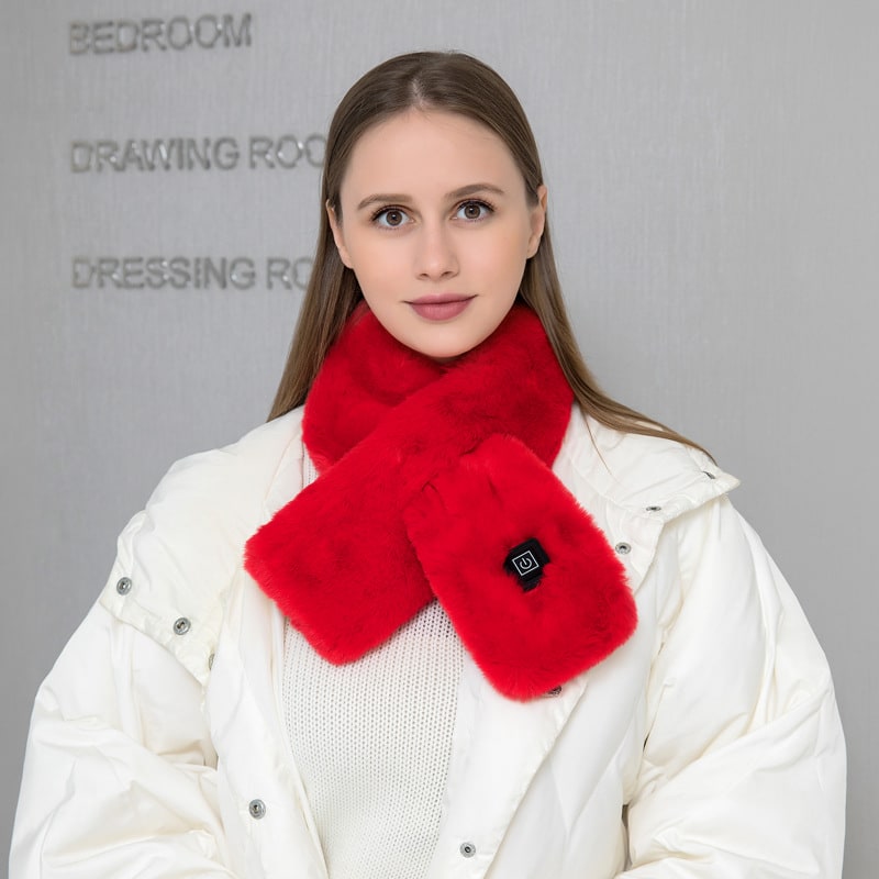 Women's Neck Heating Wrap with Faux Fur and Three Temperature Levels Heated Scarf - Image 9