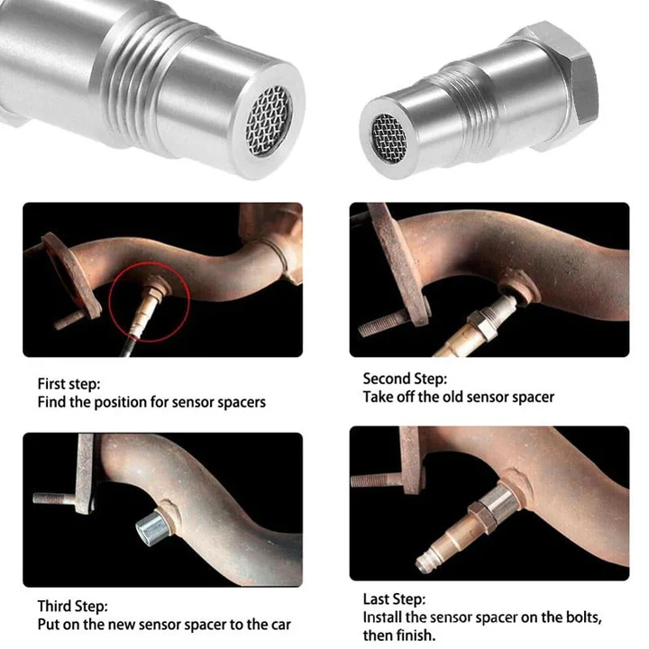 Women's O2 Oxygen Sensor Spacer Adapter with Stainless Steel Mesh Filter for Exhaust Extension - Image 4
