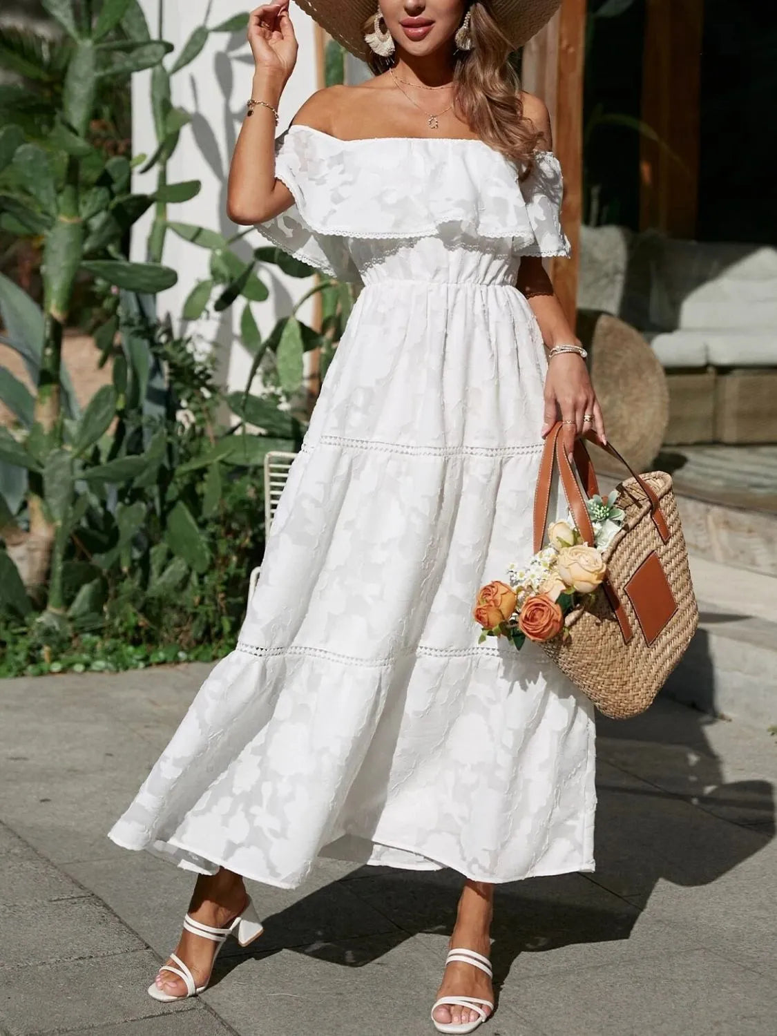 Joanna | Off-Shoulder Tiered Maxi Dress for Women - Perfect for Wedding Guests