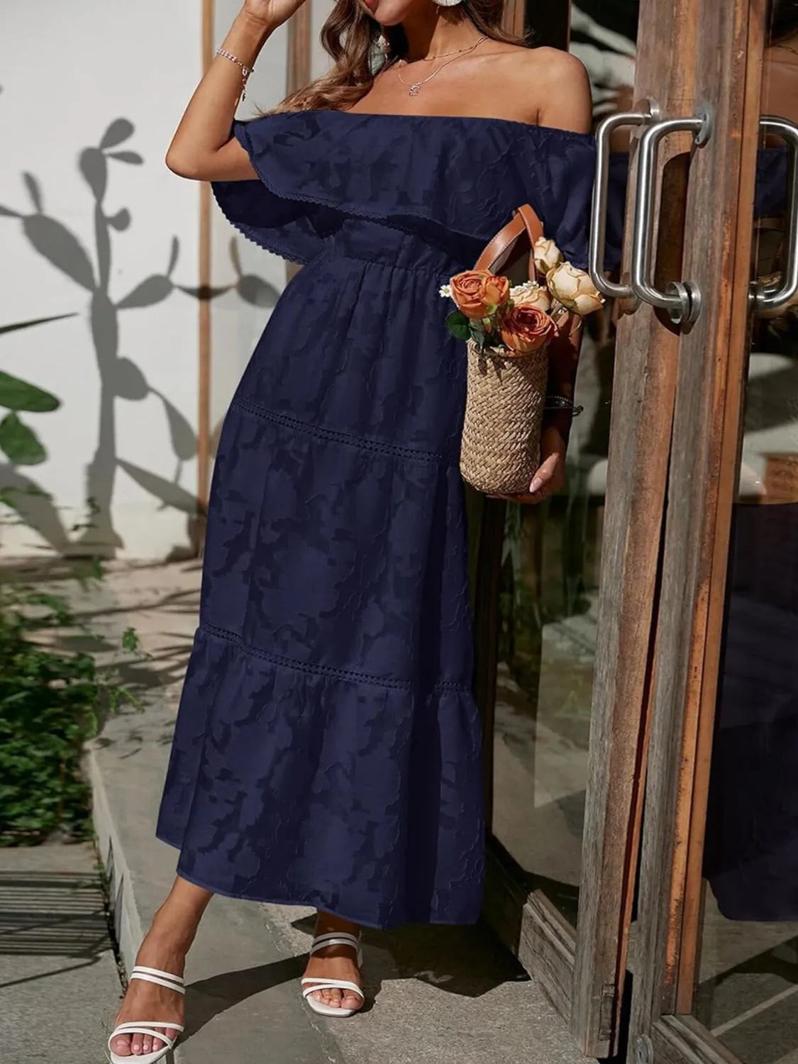Joanna | Off-Shoulder Tiered Maxi Dress for Women - Perfect for Wedding Guests