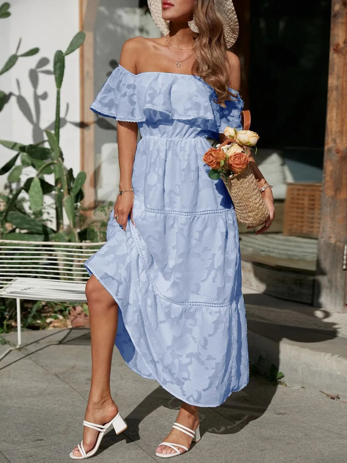 Joanna | Off-Shoulder Tiered Maxi Dress for Women - Perfect for Wedding Guests