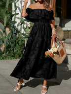 Joanna | Off-Shoulder Tiered Maxi Dress for Women - Perfect for Wedding Guests