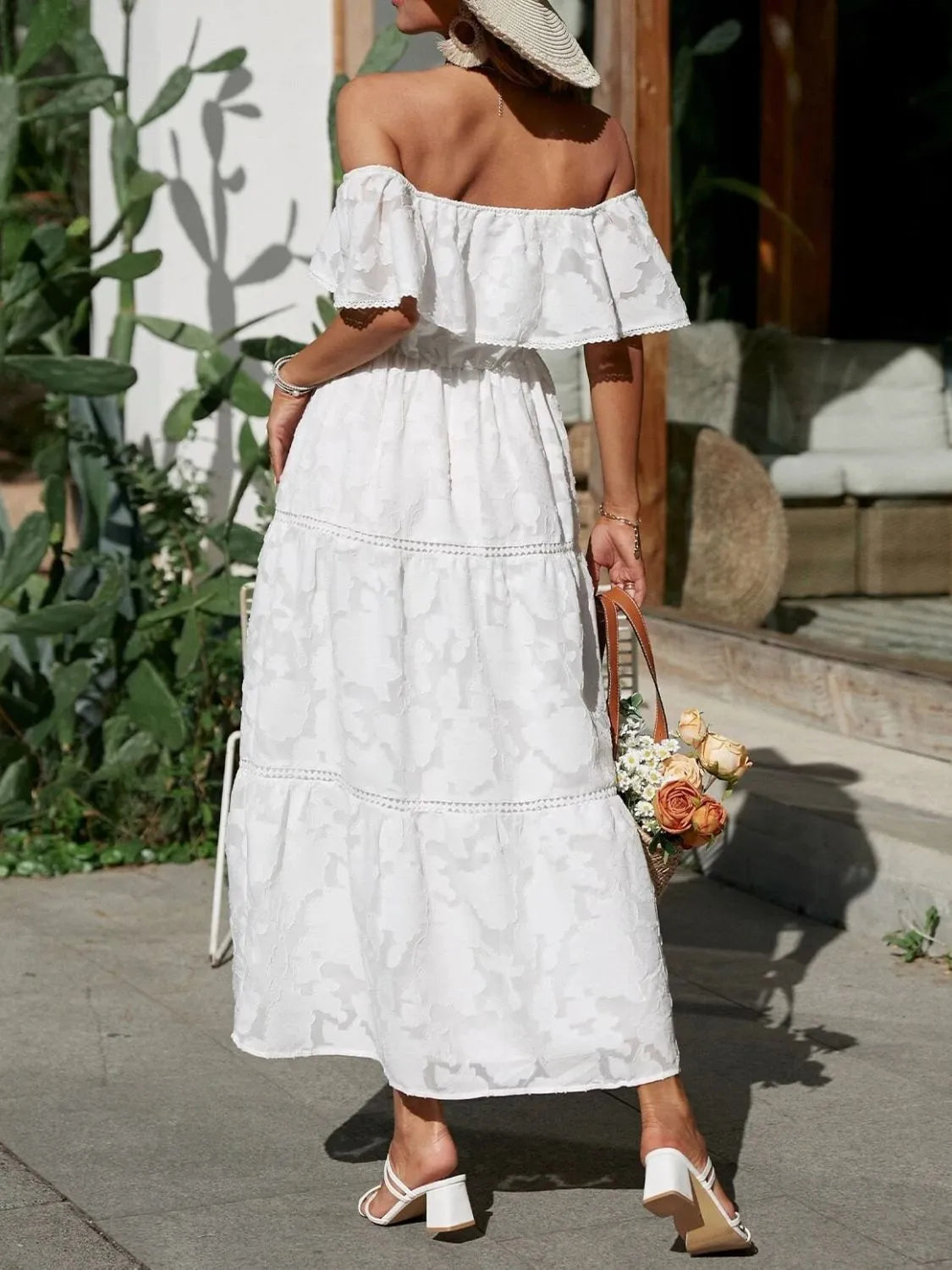 Joanna | Off-Shoulder Tiered Maxi Dress for Women - Perfect for Wedding Guests