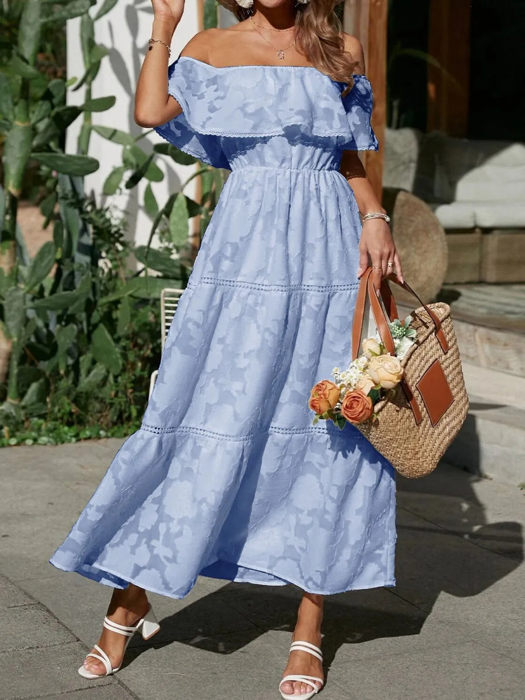 Joanna | Off-Shoulder Tiered Maxi Dress for Women - Perfect for Wedding Guests