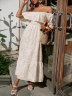 Joanna | Off-Shoulder Tiered Maxi Dress for Women - Perfect for Wedding Guests