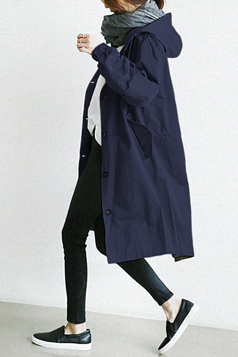 Women's Oversized Hooded Trench Coat with Drawstring Waist and Pockets - Image 5