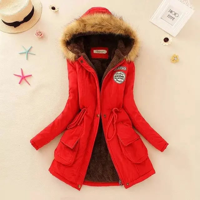 Women's Parka Jacket with Fleece Lining Faux Fur Hood and Winter Insulation - Image 12