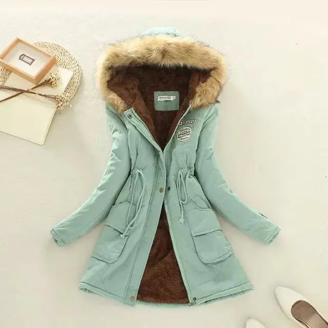 Women's Parka Jacket with Fleece Lining Faux Fur Hood and Winter Insulation - Image 13