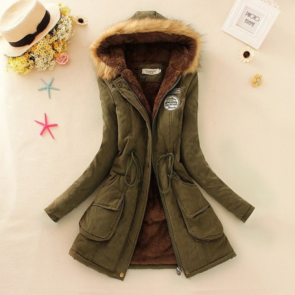 Women's Parka Jacket with Fleece Lining Faux Fur Hood and Winter Insulation - Image 15