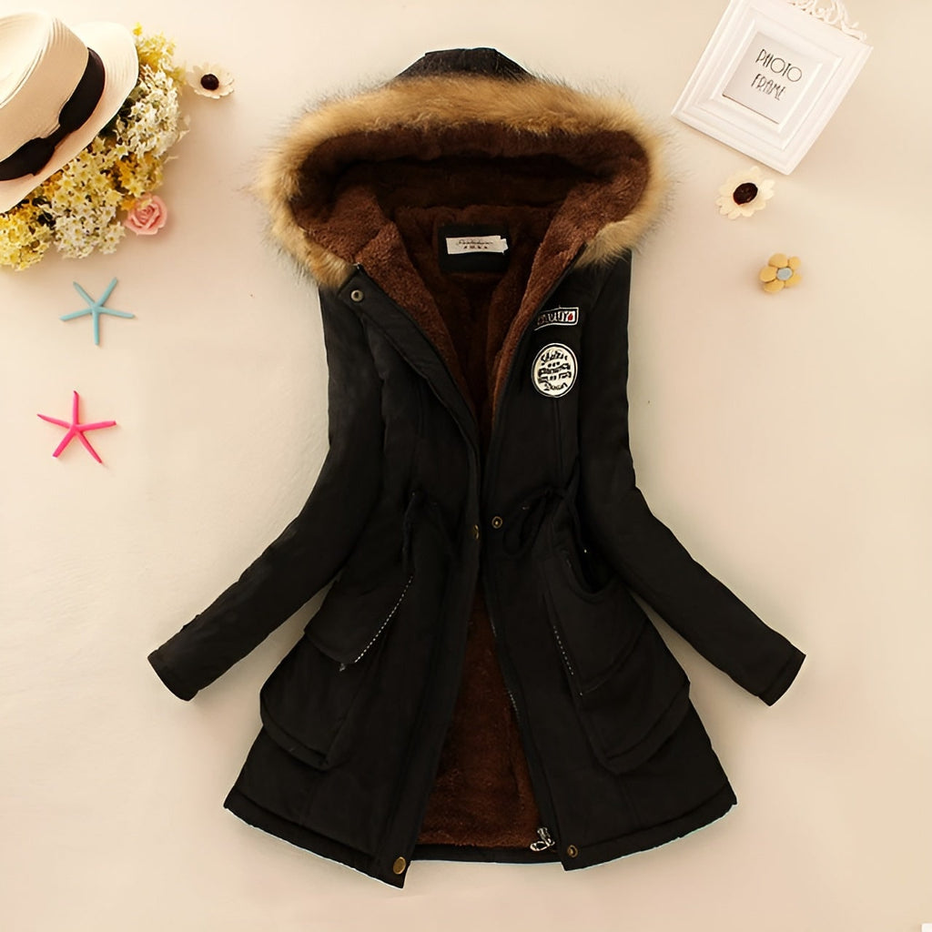 Women's Parka Jacket with Fleece Lining Faux Fur Hood and Winter Insulation - Image 18