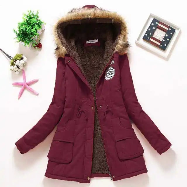Women's Parka Jacket with Fleece Lining Faux Fur Hood and Winter Insulation - Image 20