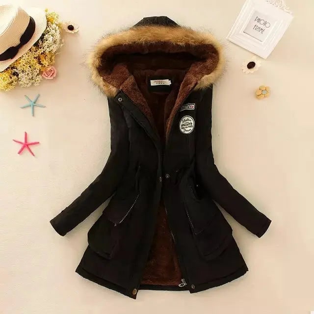 Women's Parka Jacket with Fleece Lining Faux Fur Hood and Winter Insulation - Image 3