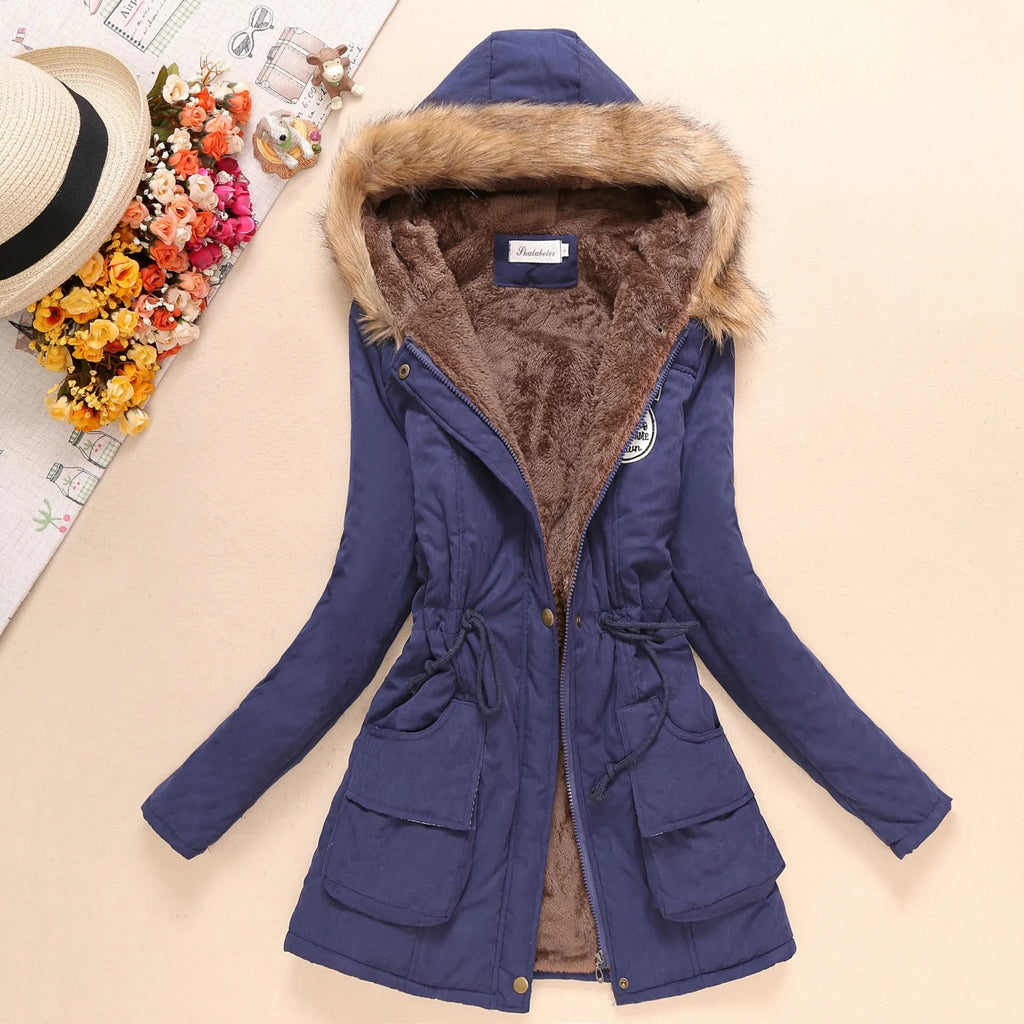 Women's Parka Jacket with Fleece Lining Faux Fur Hood and Winter Insulation - Image 5
