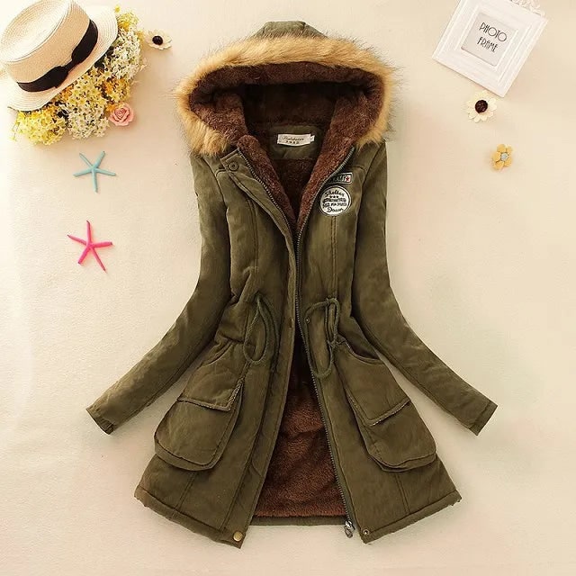 Women's Parka Jacket with Fleece Lining Faux Fur Hood and Winter Insulation - Image 6