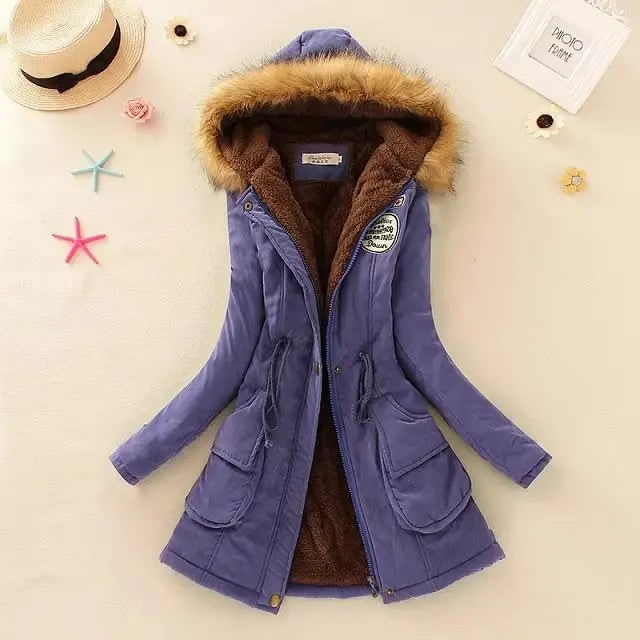 Women's Parka Jacket with Fleece Lining Faux Fur Hood and Winter Insulation - Image 9