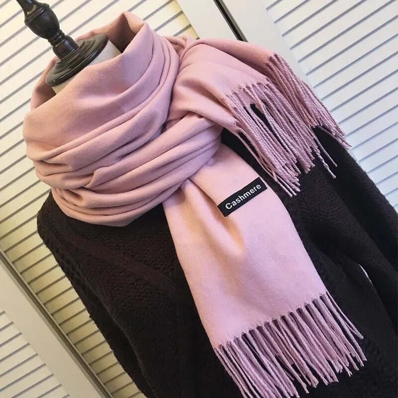 Women's Pashmina Shawl Scarves Cashmere Wrap with Fringed Ends Knit - Image 1