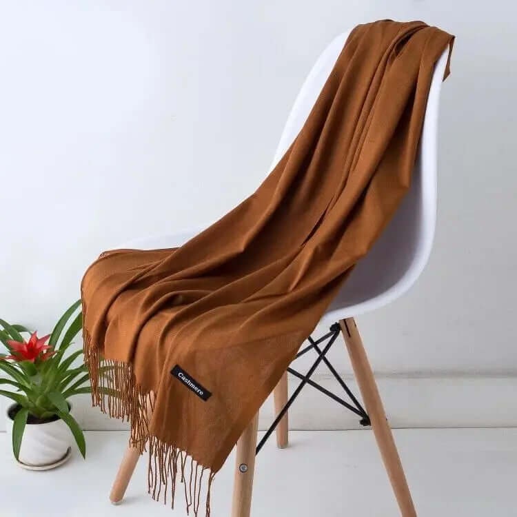 Women's Pashmina Shawl Scarves Cashmere Wrap with Fringed Ends Knit - Image 2