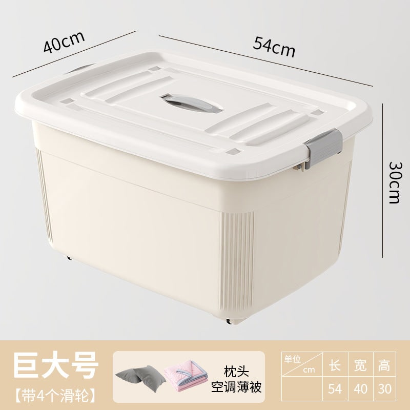 Women's Plastic Storage Bin and Stackable Box with Wheels Latching Lid and Carrying Handle Rack - Image 9