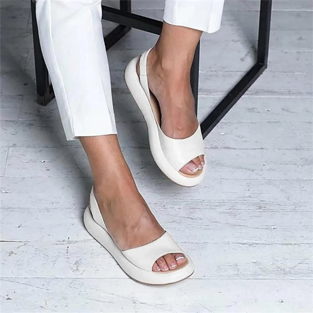 Women's Platform Sandals Orthopedic with Slingback Peep Toe and Cushioned Comfort Sole - Image 1
