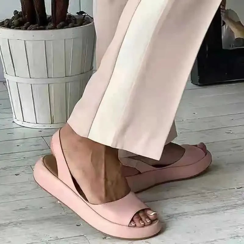 Women's Platform Sandals Orthopedic with Slingback Peep Toe and Cushioned Comfort Sole - Image 2