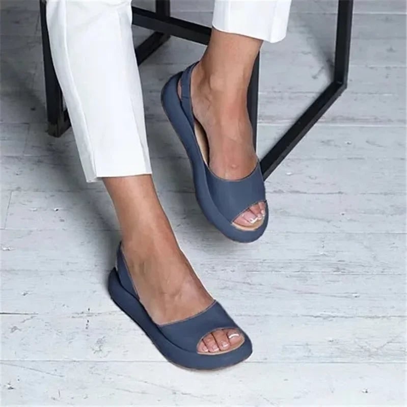 Women's Platform Sandals Orthopedic with Slingback Peep Toe and Cushioned Comfort Sole - Image 3