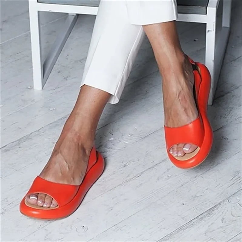 Women's Platform Sandals Orthopedic with Slingback Peep Toe and Cushioned Comfort Sole - Image 4
