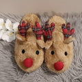 Women's Plush Reindeer House Slippers with Fuzzy Antlers and Pom-Pom Nose - Image 2