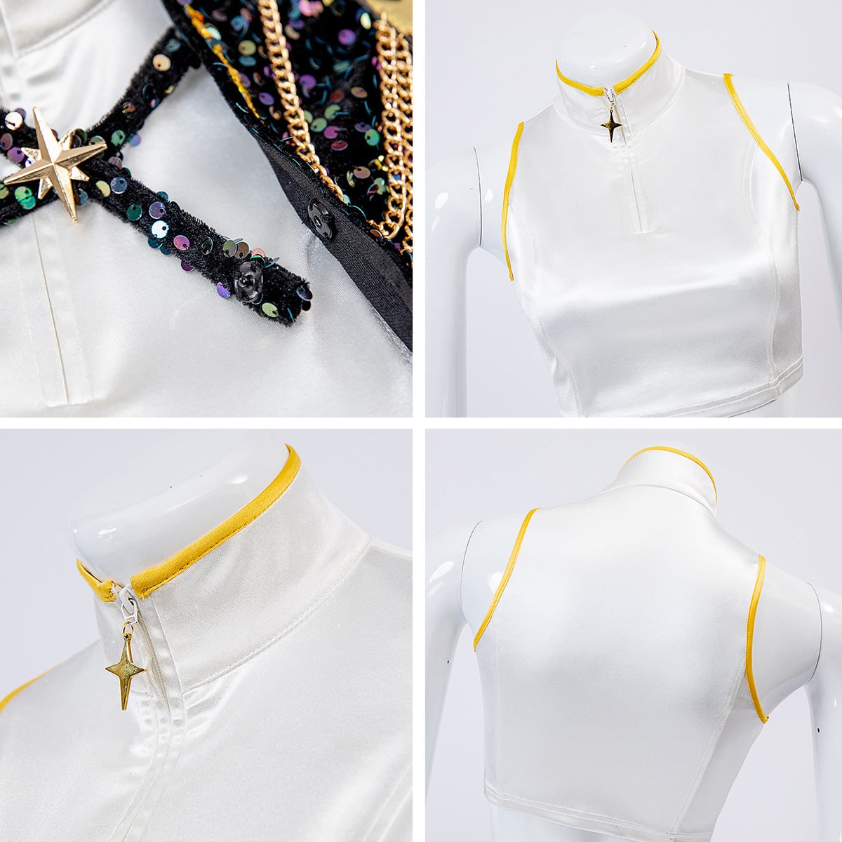 Women's Pop Star and Rock Costume Sequin Jacket Crop Top Shorts Set - Image 19