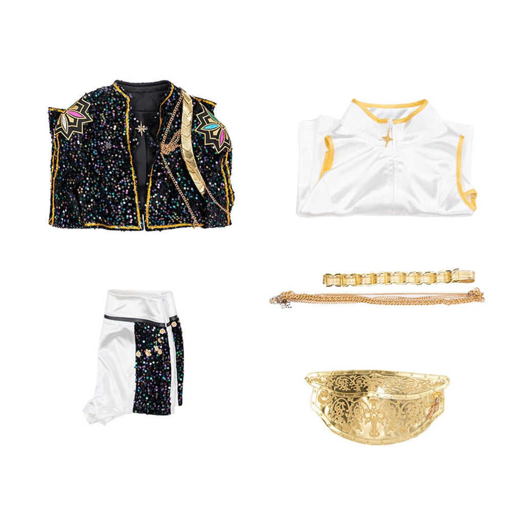 Women's Pop Star and Rock Costume Sequin Jacket Crop Top Shorts Set - Image 20
