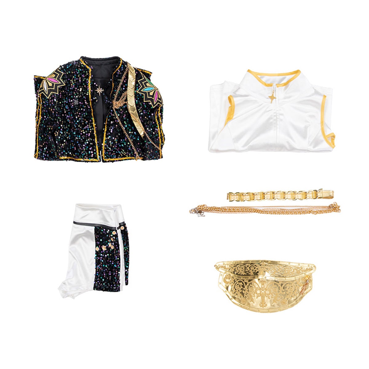 Women's Pop Star and Rock Costume Sequin Jacket Crop Top Shorts Set - Image 20