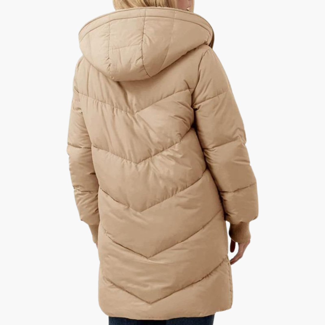 Women's Puffer Coat Jacket with Fleece Lining Hood and Quilted Design - Image 12