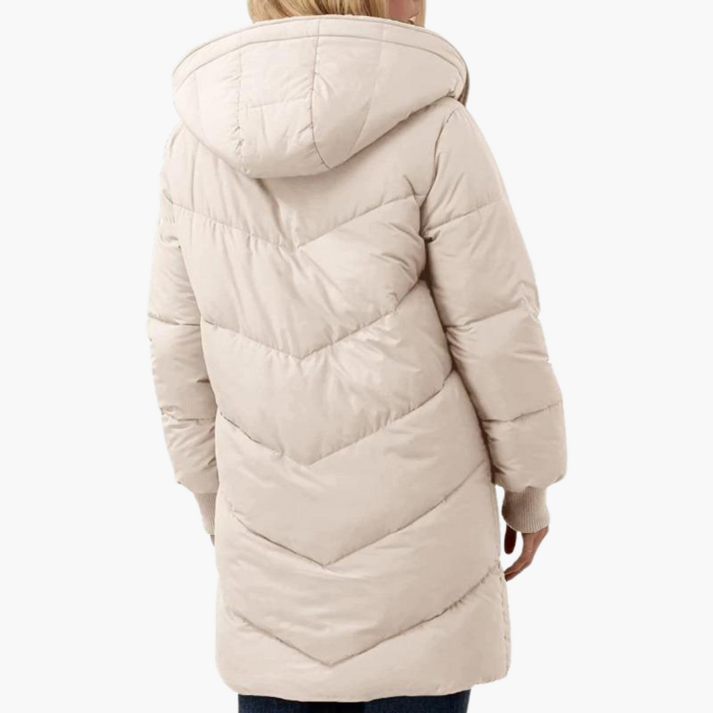 Women's Puffer Coat Jacket with Fleece Lining Hood and Quilted Design - Image 14