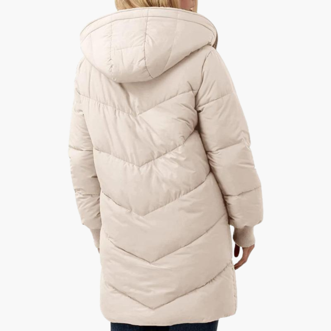 Women's Puffer Coat Jacket with Fleece Lining Hood and Quilted Design - Image 14
