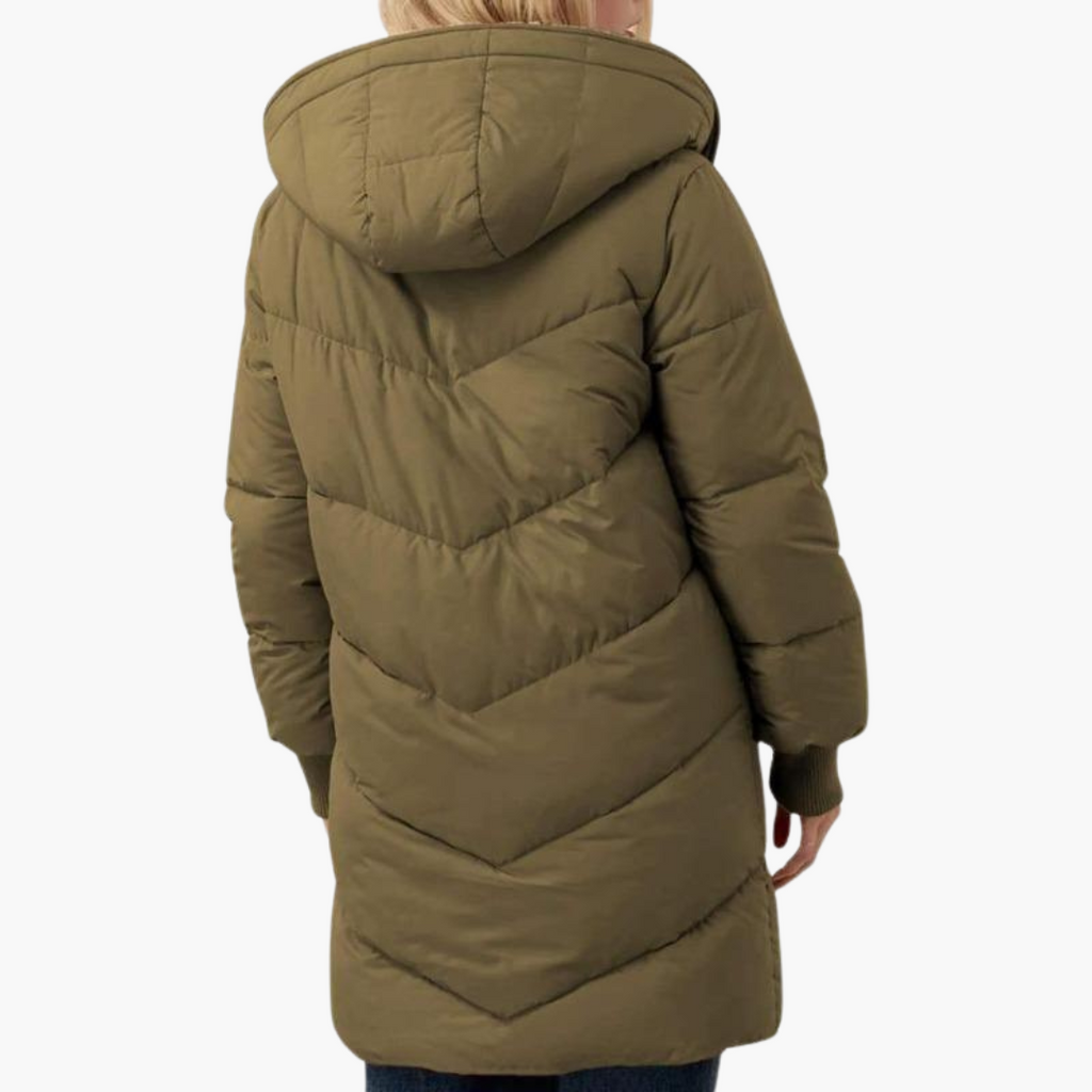 Women's Puffer Coat Jacket with Fleece Lining Hood and Quilted Design - Image 2