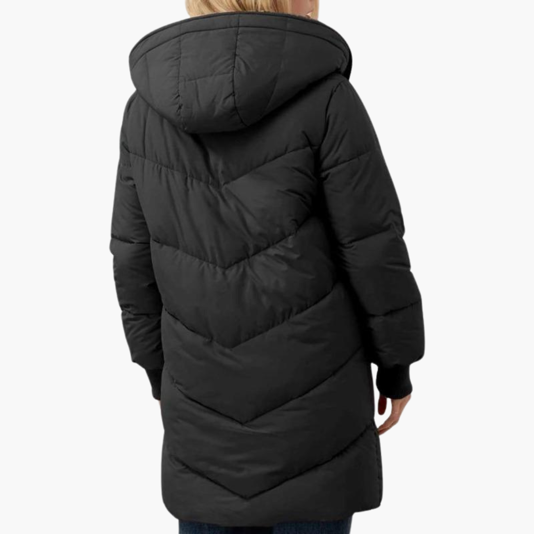Women's Puffer Coat Jacket with Fleece Lining Hood and Quilted Design - Image 4
