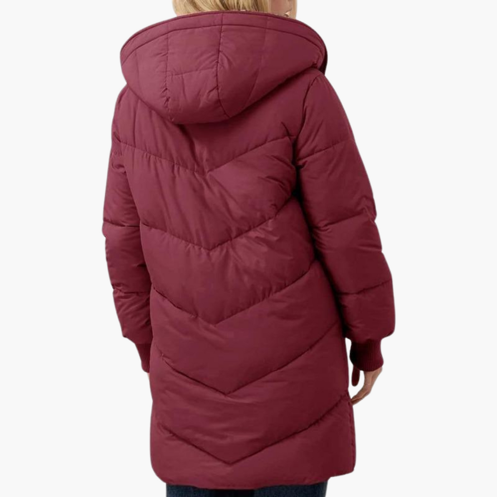 Women's Puffer Coat Jacket with Fleece Lining Hood and Quilted Design - Image 7