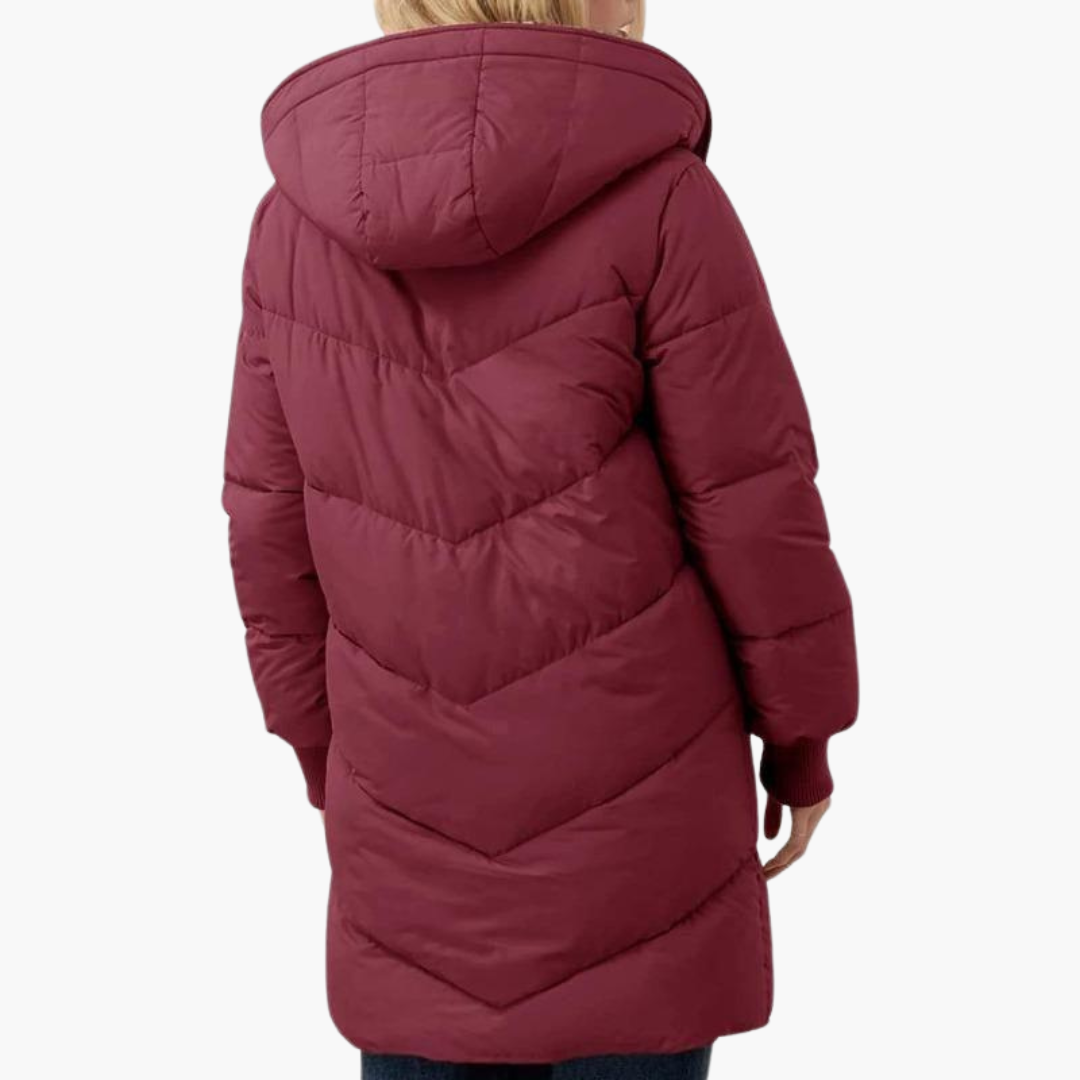 Women's Puffer Coat Jacket with Fleece Lining Hood and Quilted Design - Image 7