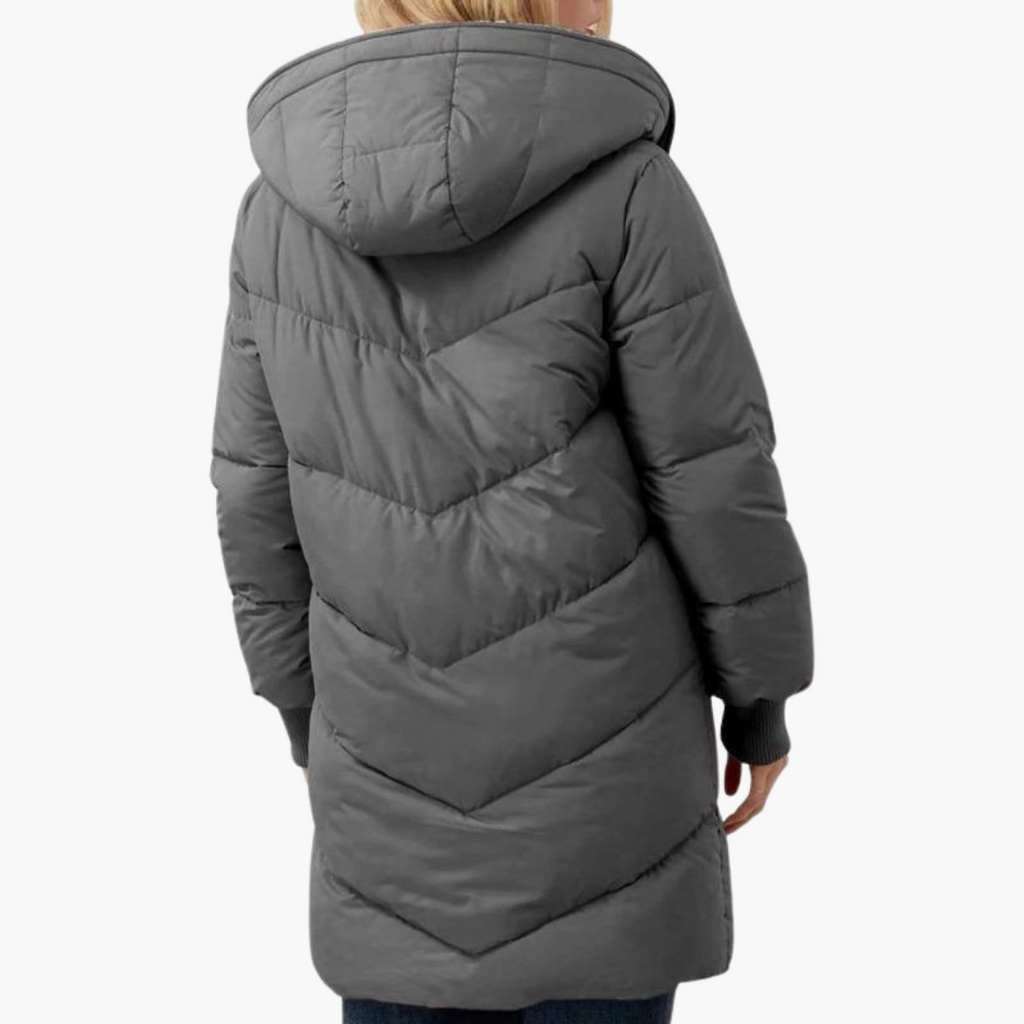 Women's Puffer Coat Jacket with Fleece Lining Hood and Quilted Design - Image 9