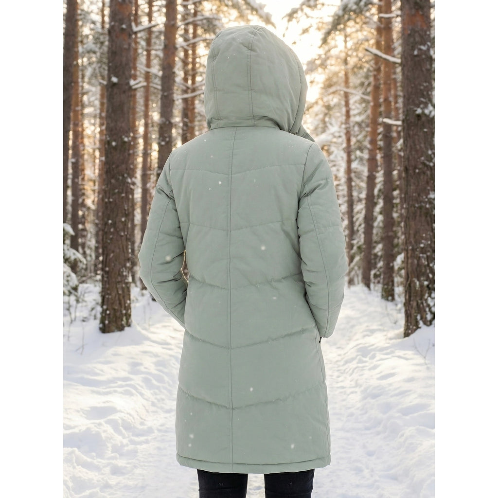 Women's Puffer Coat with Quilted Design and Sherpa-Lined Hood for Winter - Image 5